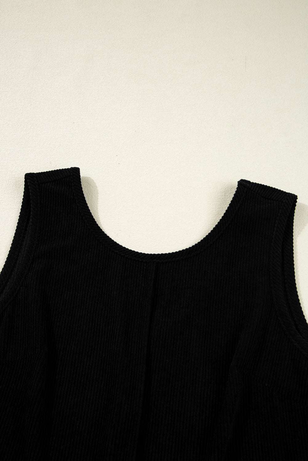 Black Corduroy Sleeveless Mini Dress With Patched Pockets(under shirt sold separately)