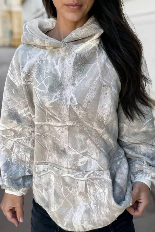 Abstract Print Pocket Oversized Hooded Sweatshirt | S-XL
